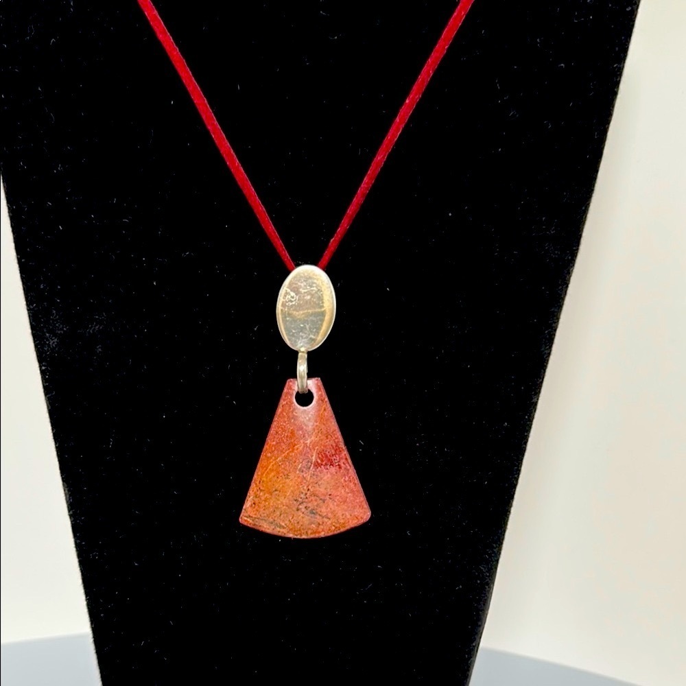 Red and Silver Necklace with Elegant Pendants​​​​​